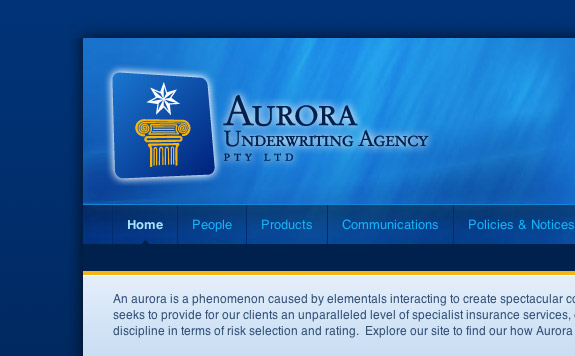 Aurora Underwriting Agency Pty Ltd's website header