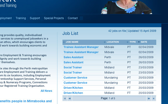 Job List closeup