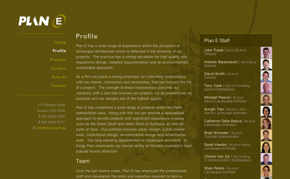 Profile including Staff list